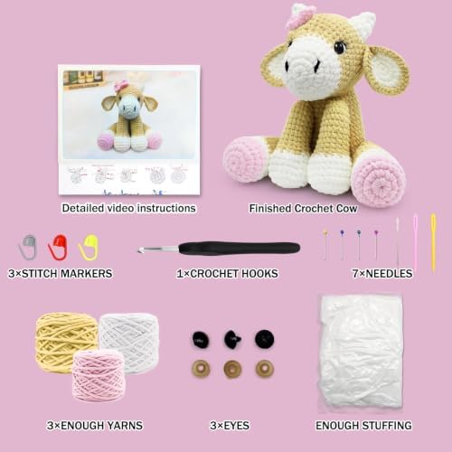 CODGP Crochet Kit for Beginners,11.8-Inch Cow Crochet Kit for Adults - Image 3