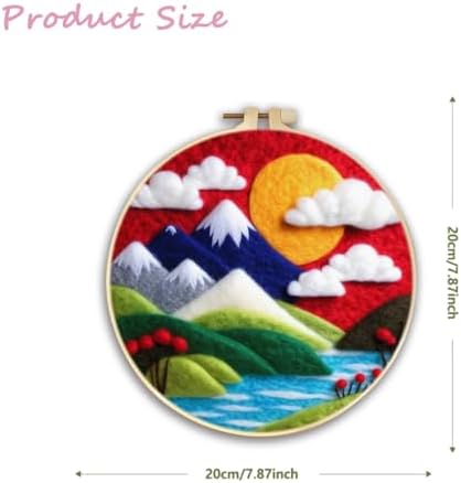 CaptainCrafts DIY Needle Felting Starter Kit with Picture Hoop, Foam Pad, Felt Cloth, Instructions for Home Decoration, Beginner Art Craft (Mountains Rivers Clouds Scenery) - Image 2