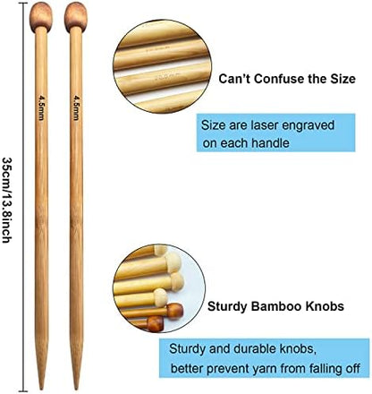 Weabetfu Bamboo Knitting Needle Straight Single Pointed 13.8-inch Length Knitting Needles for Handmade DIY Knitting,US Size 8(5mm) - Image 3