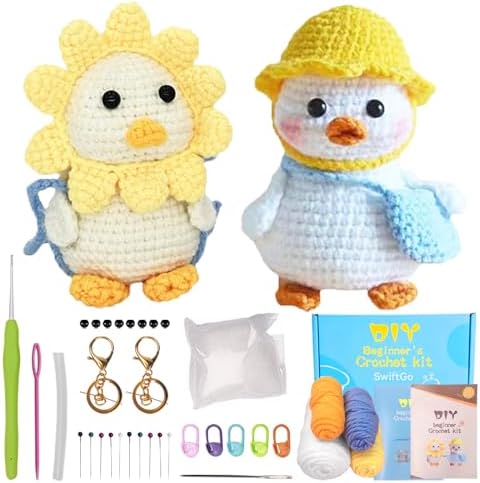 SwiftGo Crochet Kit for Beginners, 2Pcs Duck Crochet Animal Kits with Step-by-Step Video Tutorials, Beginner Amigurumi Crochet Starter Kit for Adults Kids, Holiday Birthday Gift by Unknown