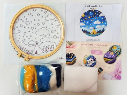 CaptainCrafts Needle Felting Kit for Adults Stars Clouds Landscape Pattern - Image 3