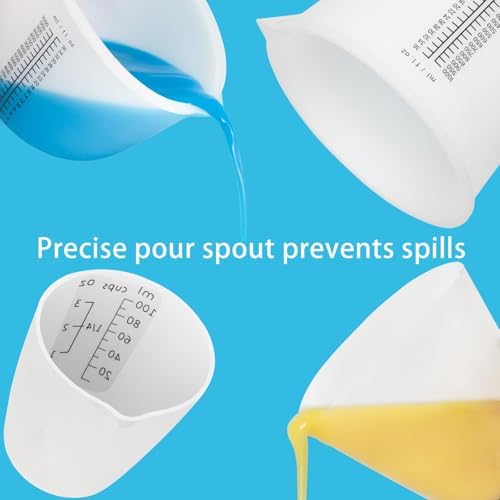 Creahaus 1000ML Large Silicone Measuring Cups for Resin, Easy to Read 36oz Silicone Mixing Bowl with 100ML Mixing Cup, Easy Clean Reusable Epoxy Resin Supplies with Stir Stick, Pipettes - Image 2
