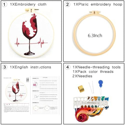 Couple Embroidery Kits for Beginners Adults, Abstract Face Embroidery Starter Kit, Hand Stamped Cross Stitch Kits for Adults Anniversary Valentine's Day Gifts, Embroidery Hoop, Thread & Video Tutorial - Image 5