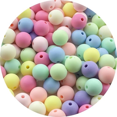 100pcs Acrylic Round Beads for Crafts 12mm Resin Candy Color Spacer Beads with Hole for Jewelry Making Sewing Crafts Decoration Necklaces Bracelets Earrings Supplies(Frosted Mix Colors) by Unknown
