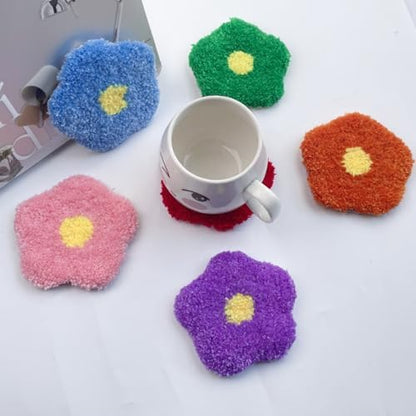 Avtytsda 6PCS Punch Needle Coaster Kit,Easy Punch Needle DIY Embroidery Set with Tools, Yarns, Hoop, Instructions Easy for Beginners, Kids, Adults, Handmade Gift and Decoration (Colorful Flowers) - Image 6