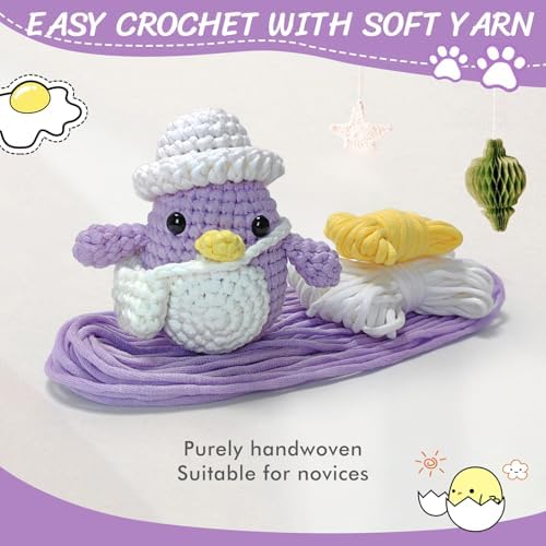 Wadukud Purple Penguin Crochet Kit for Beginners, DIY Crochet Animal Kit for Adults, Crochet Starter Kit with Step-by-Step Video Tutorials, Craft Gifts for Girl Kids - Image 2
