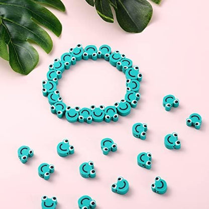100pcs Frog Polymer Clay Spacer Beads for Women Jewelry Making DIY Bracelet Necklace Hair Clip Accessories (Frog) by LUBINGSHINE