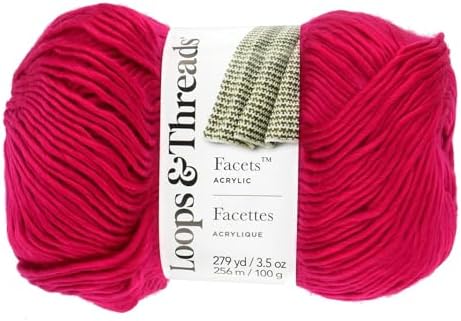 Loops & Threads Facets Yarn - Yarn for Knitting, Crochet, Weaving, and Arts & Crafts - Pink, Acrylic, 3.5 oz - Image 4