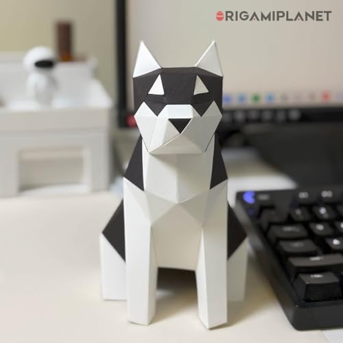 Husky 3D Origami Paper Craft Kit, Easy DIY Pre-Cut Dog Paper Sculpture Model for Adults, Cute Animal Handmade Home Decor Papercraft Gift Set for Beginners - Image 3