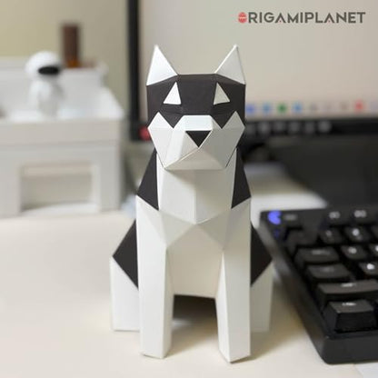 Husky 3D Origami Paper Craft Kit, Easy DIY Pre-Cut Dog Paper Sculpture Model for Adults, Cute Animal Handmade Home Decor Papercraft Gift Set for Beginners - Image 3
