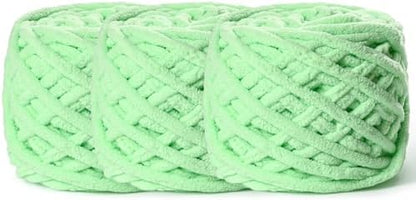 3 Pack Plush Chenille Chunky Yarn 100g (49.2yd) - Fluffy Velvet Yarn Crochet for Blanket Knitting and Crocheting - Baby Yarns for Crocheting Soft - Amigurumi Yarns (3 Aqua Green) by OMoiut