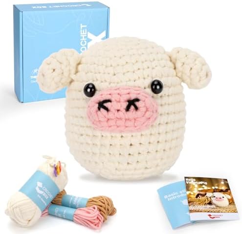 CrochetBox Pig and Highland Cow Crochet Kit for Beginners, Adults and Teen by CROCHETBOX