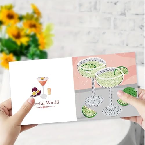 DDGYP 6 Pcs Cocktail Diamond Art Cards with Envelopes,Size 5.9×5.9inch - Image 6