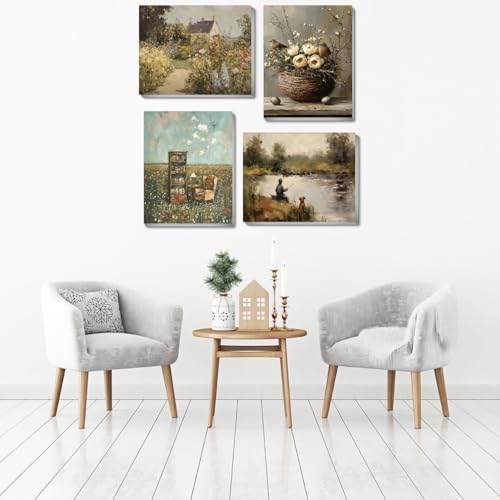 NEGEKFKX 4 Pack Retro Paint by Numbers Kit for Adults Beginner with Framed,Flowers Easy Adult Paint by Number Kits on Canvas DIY Painting for Beginners Art by Numbers for Home Wall Decor 10x12 Inch - Image 2