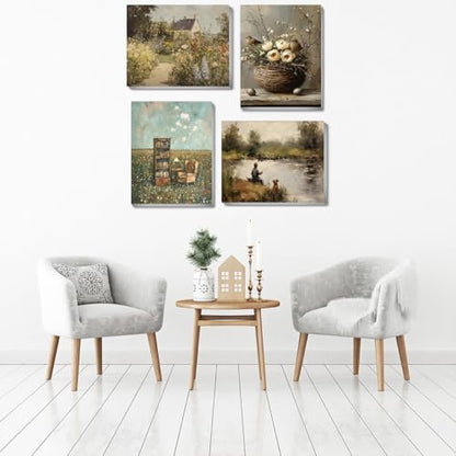 NEGEKFKX 4 Pack Retro Paint by Numbers Kit for Adults Beginner with Framed,Flowers Easy Adult Paint by Number Kits on Canvas DIY Painting for Beginners Art by Numbers for Home Wall Decor 10x12 Inch - Image 2