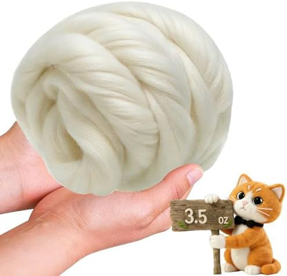 Wool Roving-3.5oz Needle Felting Wool, Soft Multi-Color Wool Fiber, Perfect Felting Wool Pure Wool, Chunky Yarn, for DIY Crafts, NeedleFelting Projects,and Artwork (Star White) by VKEDA