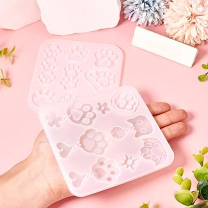 2Pcs Paw Print Silicone Molds Pet Dog Cat Paw Resin Molds Cute Animal Puppy Kitten Footprint Cabochons Silicone Mold for DIY Earrings Keychain Jewelry Making Supplies - Image 6