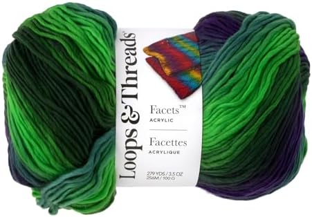 Loops & Threads Facets Yarn - Yarn for Knitting, Crochet, Weaving, and Arts & Crafts - Juniper, Acrylic, 3.5 oz by LoopsThreads