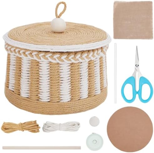 FREEBLOSS Woven Basket Kit Round Cardboard Woven Basket Kit DIY Woven Basket Set Macrame Cord Woven Basket Kit for Beginners Basket Weaving Supplies Multifunctional Hand-Woven Storage Basket by FreeandCreativeCraftsArt