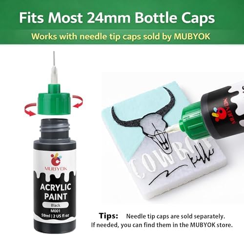 MUBYOK 2oz Black Matte Acrylic Paint Set for Car Freshie Painting, Drawing and DIY Arts & Crafts Supplies for Adults(Pack of 6) - Image 3