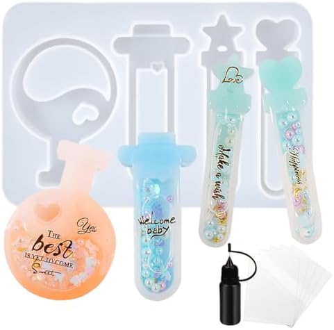 Resin Shaker Molds Set Magic Potions Keychain Charm Pack of 7 Silicone Trays Seal Films Precision Tip Applicator Bottle Kits Bundle by FUNSHOWCASE