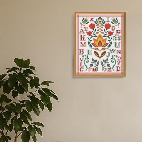 FREEBLOSS 11CT Cross Stitch Kit Stamped Cross Stitch Craft Kit with Stitching Guide for Beginners Glass Retro Folk Pattern Embroidery Set Crossstitch Wall Hanging Set 15.7x19.7inch - Image 6