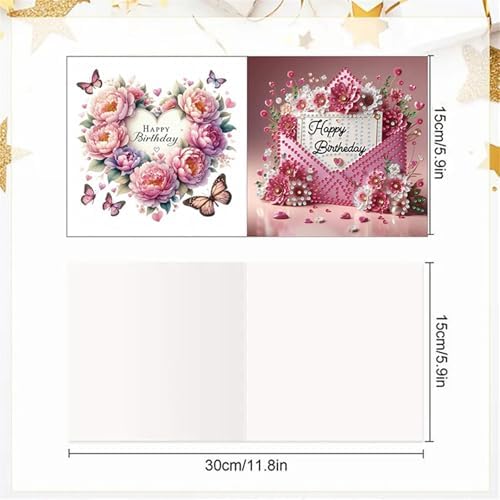 LAKEQUILL 6Pcs DIY Birthday Flower Diamond Art Greeting Card Kit - for Adults & Beginners, Perfect for Birthday Wishes & Gifting - Image 5