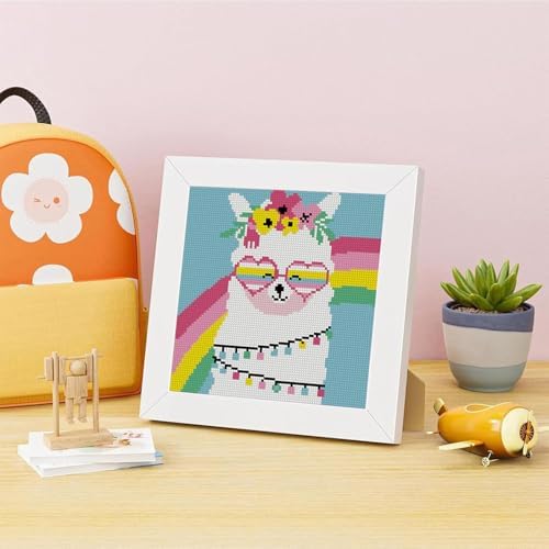 Lzyueyuan Alpaca Cross Stitch Kits for Beginners, Stamped Cross Stitch for Adults with Framed,Crafts for Girls 8-12 Embroidery Kit,11CT Cross-Stitch Arts and Crafts for Adults 8.7inX8.7in - Image 3