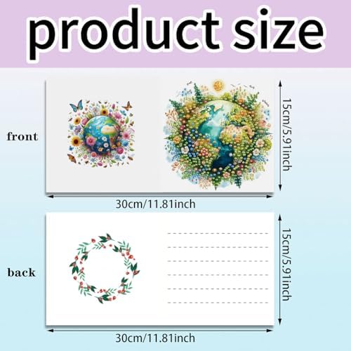 jinglinhh 6pcs Diamond Art Painting Earth Flowers Tree Greeting Cards with Envelopes, DIY Card Making Kits for Adults, Diamond Art Postcards Christmas Cards Craft Gifts - Image 2