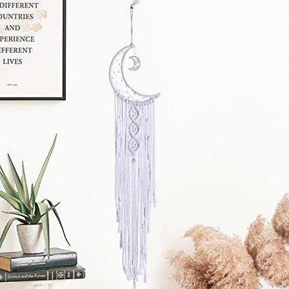 JeogYong Macrame Kit, DIY Moon Dream Catcher Macrame Kits for Kids & Adults Beginners, Includes Metal Hoop Rings Macrame Cord or More Craft Supplies and Materials for Bohemian Wall Decor Dreamcatcher - Image 3