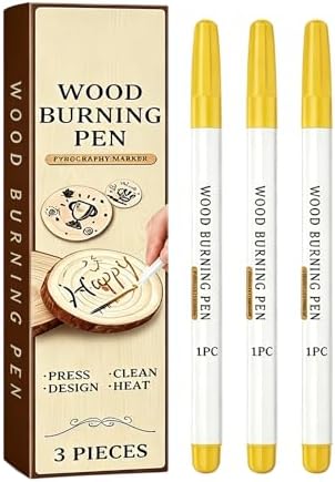 Wood Burn Pen for Pyrography Art - 3 Pack Wood Burning Marker Pen Kit, Portable DIY Crafting Tool for Handmade Projects and Personalized Presents by Unknown