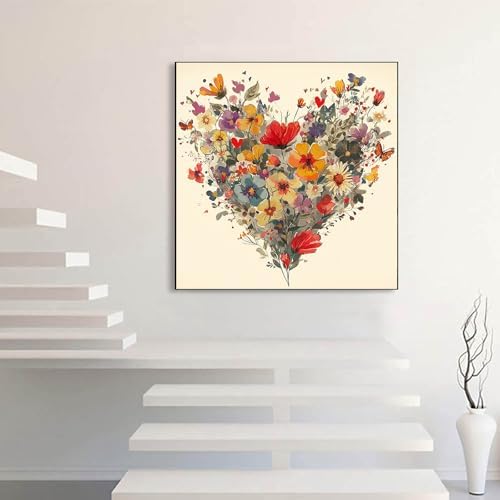 Niazidier Adults Flower Paint by Number Kits,Heart Painting by Number Kits on Canvas,Large Color by Numbers Adult Watercolor Gifts for Friends Wall Decor (Heart) - Image 7