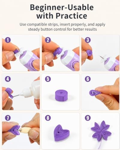 2-in-1 Electric Quilling Pen with Dual Tips for 1.5-10mm Strips, Purple - Image 7