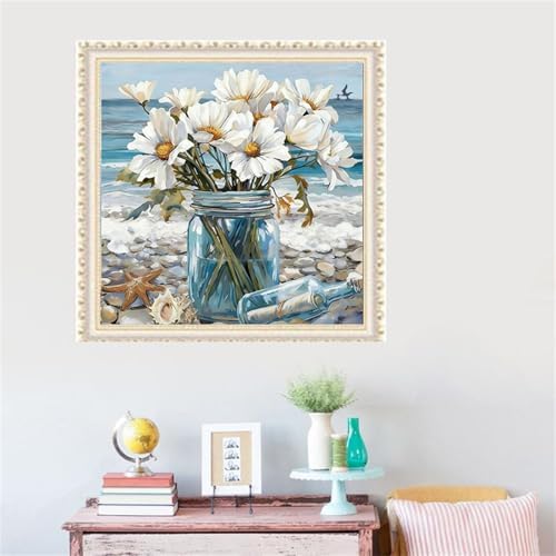 bestact Framed Daisy Paint by Numbers Kits for Adults,Flowers Painting by Numbers with Framed for Beginner on Canvas Easy DIY Painting Kits for Home Wall Decoration and Gifts,8x8INCH (Flower6) - Image 5