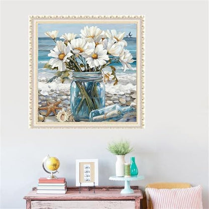 bestact Framed Daisy Paint by Numbers Kits for Adults,Flowers Painting by Numbers with Framed for Beginner on Canvas Easy DIY Painting Kits for Home Wall Decoration and Gifts,8x8INCH (Flower6) - Image 5
