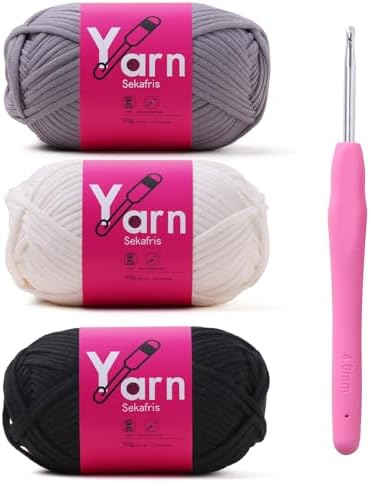 Beginner Yarn for Crocheting Cotton Crochet Yarn #4 Mixed Colors by Sekafris