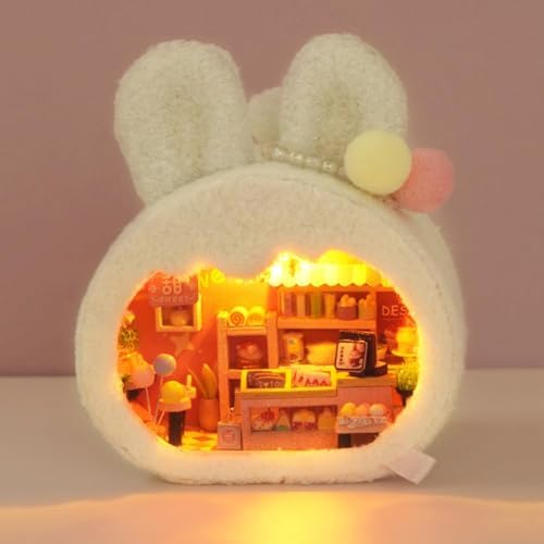DIY Miniature House Kit, Cute Animal Style Wood Dolls House Model with LED Light - Creativity Gift for Women and Adults - Image 3