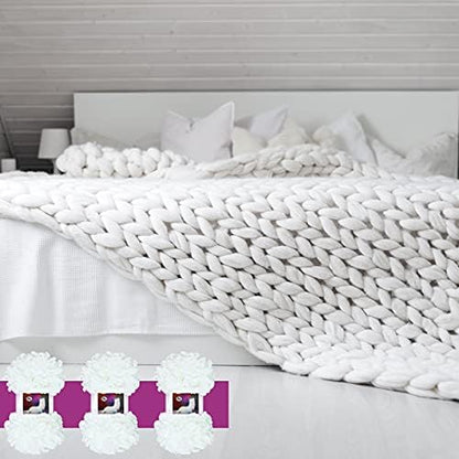 3 Rolls Finger Blanket Yarns Puffy Loop Yarn Soft Crochet Fluffy Finger Knitting Chunky Hand Woven Fluffy for DIY Knitting Crafts(White) - Image 5