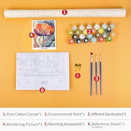 TUMOVO Paint by Numbers for Adults Beginner Marble Striped Flowers - Image 3