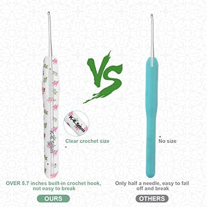 BCMRUN Crochet Gifts, 14pcs Flower Pattern 2.25mm-10mm Soft Grip Metal Crochet Hooks for Crocheting & Knitting, Weave Yarn Craft Kits (White) - Image 5