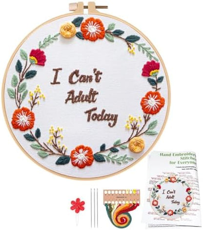 Topapfo Funny Embroidery Kit with Tutorial for Beginners Adults, Hand Embroidery Pattern with Hoops Thread Needles Tutorials by Unknown