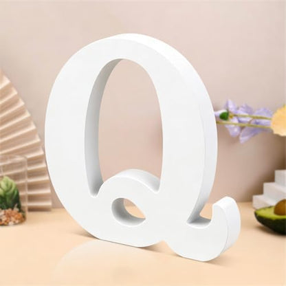6 Inch White Wood Letters Unfinished Wooden Letters for Wall Decor Decorative Standing Letters Slices Sign Board Decoration for Craft Home Party Projects (Q) by Unknown