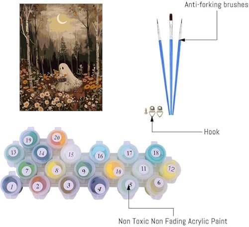 AIBOERL Paint by Numbers Kit for Adults Beginner,HalloweenGhost,12X16In - Image 6