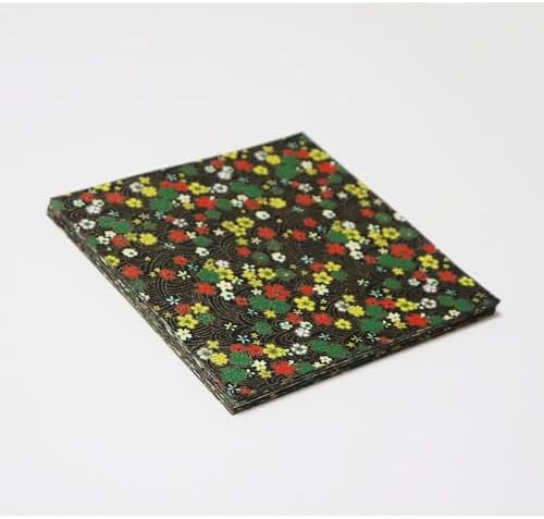 Japanese Chiyogami Washi Origami Paper, 6" x 6", 30 Sheets, Made in Japan, (Black Flower Wave) - Image 5