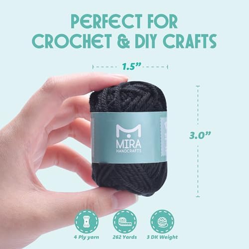 Mira Handcrafts Crochet Set for Beginners – 264 Yards Soft, Premium Acrylic Yarn for Crocheting – 12 Black and White 10g Skeins – Strong, Lightweight Yarn for Knitting and DIY Crafts for Kids & Adults - Image 2