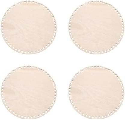 PATIKIL 10" Diameter Crochet Basket Bottom, 4Pcs Round Blank Crochet Knitting Wooden Base for DIY Craft Weaving Basket Making Supplies Home Decoration, Brown by PATIKIL