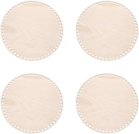 PATIKIL 12" Diameter Crochet Basket Bottom, 4Pcs Round Blank Crochet Knitting Wooden Base for DIY Craft Weaving Basket Making Supplies Home Decoration, Brown by PATIKIL