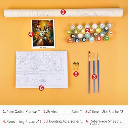 TUMOVO Paint by Numbers Kit for Adults Beginner Majestic Deer Painting - Image 3