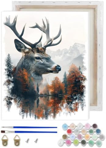 VIGEGU Deer Paint by Numbers Kit for Adults Beginner with Framed by VIGEGU