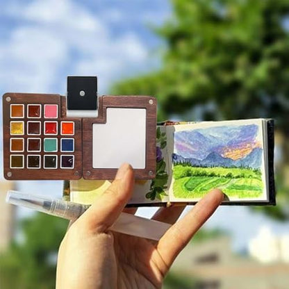 Travel Watercolor Paint Set - Pocket 15-Color Mini Kit with Sketch Pad - Image 5